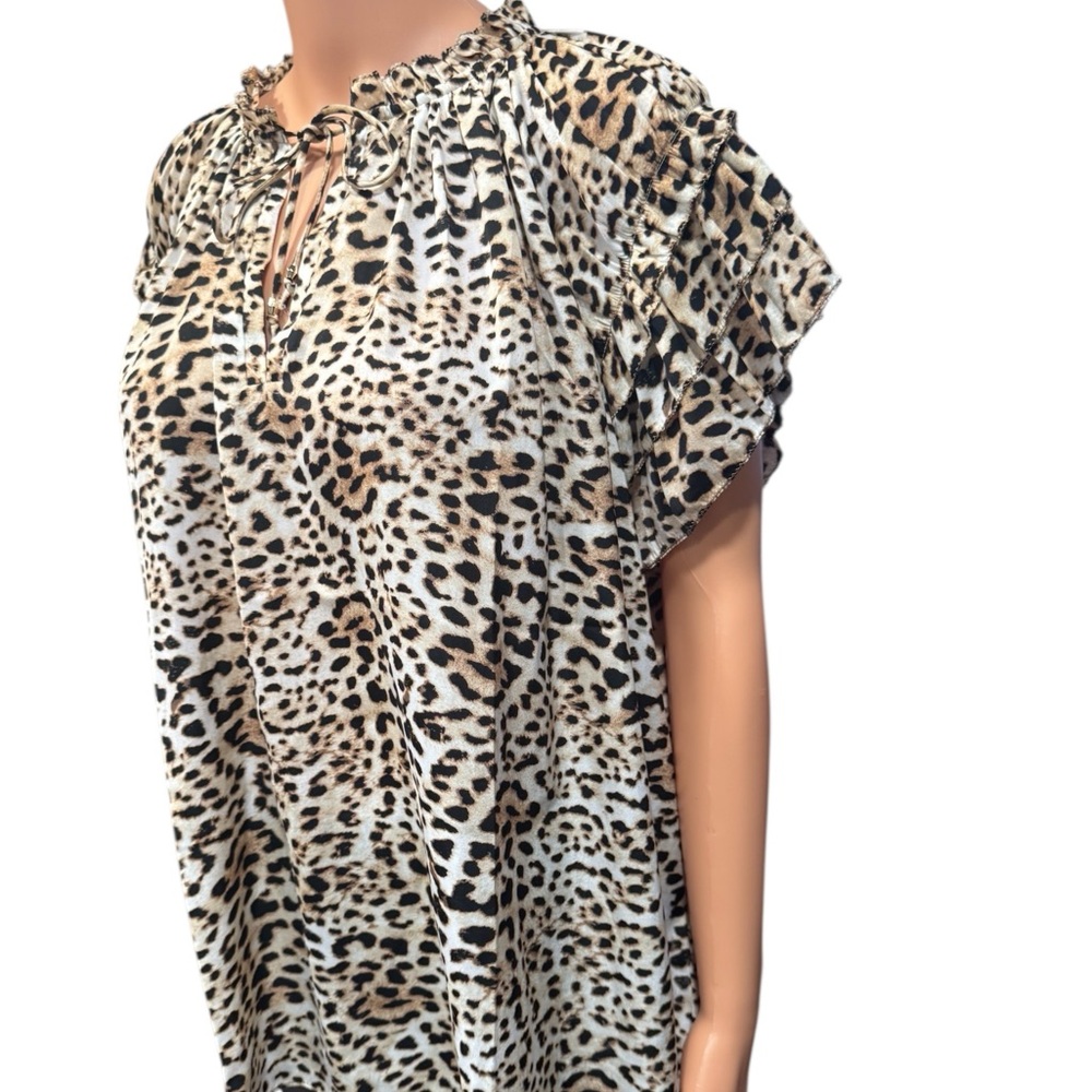 PHILOSOPHY Front Tie Triple Sleeve Sleeve Animal Print Blouse NWT 3X - Picture 6 of 16